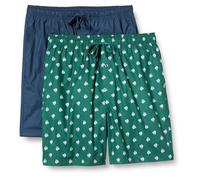 Amazon Essentials Herren Pyjama-Shorts, Kurz, Baumwoll-Stretch-Popeline, 2er-Pack, Indigo/Wolf, XXS