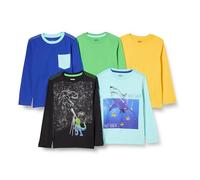 Amazon Essentials Jungen Langarm-T-Shirts aus Baumwolle, 5er Pack, Space Dino, 2 Jahre