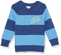 Amazon Essentials Jungen Pullover mit Rundhalsausschnitt, Blau Marineblau Rugby-Streifen, 6-7 Jahre