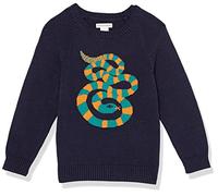 Amazon Essentials Jungen Pullover mit Rundhalsausschnitt, Dunkles Marineblau Schlange, 9 Jahre