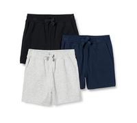 Amazon Essentials Jungen Shorts aus Baumwolljersey, 3er-Pack, Hellgrau Meliert/Marineblau/Schwarz, 3 Jahre