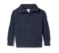 Amazon Essentials Jungen Zopfstrickpullover mit Viertel-Reißverschluss und lockerer Passform, Marineblau, 4 Jahre