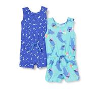 Amazon Essentials Mädchen Ärmellose Spielanzüge aus Strick, 2er-Pack, Blau/Delfin, 6-7 Jahre