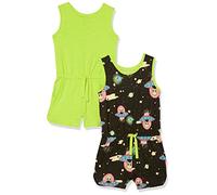 Amazon Essentials Mädchen Ärmellose Spielanzüge aus Strick, 2er-Pack, Neon-hellgrün/Schwarz Außerirdische, 2 Jahre