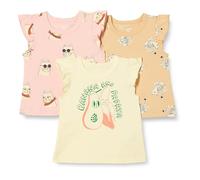 Amazon Essentials Mädchen Ärmelloses Rüschen-T-Shirt, 3er-Pack, Coole Katze/Tiger/Tropische Früchte, 3 Jahre