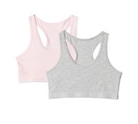 Amazon Essentials Mädchen Bustier, Crop-Top-Bralette aus Baumwoll-Jersey mit Ringerrücken, 2er Pack