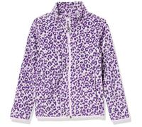 Amazon Essentials Mädchen Polar-Fleecejacke mit durchgehendem Reißverschluss und Stehkragen, Hellgrau Meliert Purpur Leopardenmuster, 5 Jahre