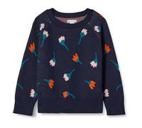 Amazon Essentials Mädchen Pullover mit Rundhalsausschnitt, Dunkles Marineblau Flower Stems, 10 Jahre