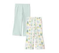 Amazon Essentials Mädchen Schlag-Leggings aus Baumwoll-Stretch, 2er Pack, Blasses Minzgrün/Natur, 7-8 Jahre