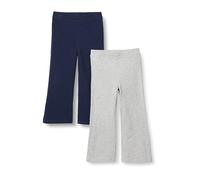 Amazon Essentials Mädchen Schlag-Leggings aus Baumwoll-Stretch, 2er Pack, Hellgrau Meliert/Marineblau, 9-10 Jahre