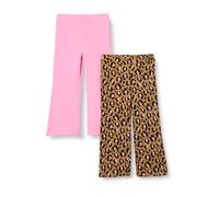Amazon Essentials Mädchen Schlag-Leggings aus Baumwoll-Stretch, 2er Pack, Kräftiges Rosa/Leopardenmuster, 2 Jahre