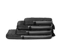 Amazon Essentials Packwürfel Kompression, Ultraleichte Organizer mit Reißverschluss, Recyceltes rPET, 4er-Pack, Schwarz, für Reisen