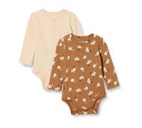 Amazon Essentials Unisex Babies' Henley Bodys mit langen Ärmeln, 2er-Pack, Blasser Pfirsich/Löwe und Pony, Frühchen