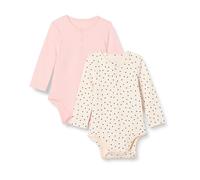Amazon Essentials Unisex Babies' Henley Bodys mit langen Ärmeln, 2er-Pack, Blassrosa/Punkte, 0 Monate