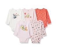 Amazon Essentials Unisex Babies' Langärmelige Bodys, 5er-Pack, Bugs Bunny und Freunde, 12 Monate