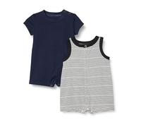 Amazon Essentials Unisex Baby Ärmelloses Und Kurzärmliges Strampler-Set, 2er-Pack, Blau/Streifen, 3-6 Monate
