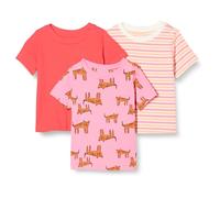 Amazon Essentials Unisex Baby Kurzärmelige T-Shirts, 3er-Pack, Rot/Streifen/Tiger, 24 Monate