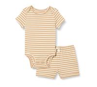 Amazon Essentials Unisex Baby Set aus Body und Shorts, Camels Streifen, 18 Monate