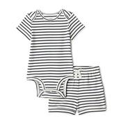 Amazon Essentials Unisex Baby Set aus Body und Shorts, French Stripe, 0 Monate