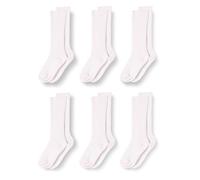 Amazon Essentials Unisex Kinder Legere, gerippte Kniestrümpfe aus Baumwolle, 6 Paar, Weiß, 8 Jahre