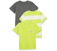 Amazon Essentials Unisex Kinder Modernes Kurzarm-T-Shirt, 3er-Pack, Dunkelgrau Meliert/Lindgrün/Weiß Rugby-streifen, 8 Jahre