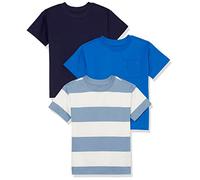 Amazon Essentials Unisex Kinder Modernes Kurzarm-T-Shirt, 3er-Pack, Dunkles Marineblau/Kräftiges Blau/Weiß Rugby-streifen, 9 Jahre