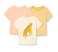 Amazon Essentials Unisex Kleinkinder Kurzarm T-Shirts 3er Pack Pastel Pfirsich/Gepard/Streifen, 2T