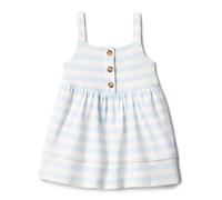 Amazon Essentials x Sofia Grainge Baby - Mädchen Lässiges Baumwollkleid im A-Linien-Schnitt, Blassblau Kühner Streifen, 4 Jahre