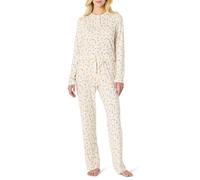 Amazon Essentials x Sofia Grainge Damen Langärmeliges Henley-Pyjama-Set, Elfenbein Eichhörnchen-Picknick, M