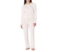 Amazon Essentials x Sofia Grainge Damen Langärmeliges Henley-Pyjama-Set, Elfenbein Viele Herzen, M