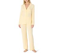 Amazon Essentials x Sofia Grainge Damen Pyjama-Set aus elastischer Modalfaser mit langen Ärmeln und bodenlangem Unterteil, Blassgelb, M
