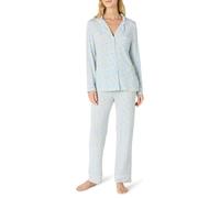 Amazon Essentials x Sofia Grainge Damen Pyjama-Set aus elastischer Modalfaser mit langen Ärmeln und bodenlangem Unterteil, Hellblau Elefanten, M