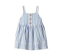 Amazon Essentials x Sofia Grainge Mädchen Lässiges Baumwollkleid im A-Linien-Schnitt, Blau Gestreift, 6-9 Monate