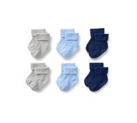 Amazon Essentials x Sofia Grainge Unisex Kinder Gestrickte Socken Mit Rundhalsausschnitt, 6 Paar, Grau Heide/Hellblau/Marineblau, 2-3 Jahre