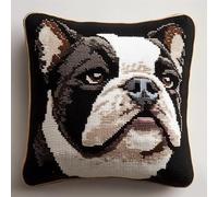 AMBATTERY 11CT Kissenbezug Zum Sticken Kreuzstich, Cartoon-Hund Stickset Kissenkreuzstichset Für Kissen Für Anfänger Zur Dekoration Von Wohnzimmer Und Schlafzimmer 45x45cm