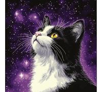 AMBATTERY 11CT Kreuzstich Kissen Set Vorgedruckt, Tiere und Katzen Bedrucktes Leinwand-Kissen-Stickset, Kissenbezug Zum Sticken Kreuzstich, Stickkissen Set 45x45cm