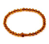 Amber Culture Bernstein Kreuz Stretch Armband - Zertifizierte Handarbeit 100% Natürliche Baltische 5mm Perlen Charm Armreif Unisex Mehrere Farben Geschenkbox