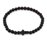 Amber Culture Bernstein Kreuz Stretch Armband - Zertifizierte Handarbeit 100% Natürliche Baltische 5mm Perlen Charm Armreif Unisex Mehrere Farben Geschenkbox
