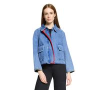Jeansjacke AMBER & JUNE "Damen mit aufgesetzten Taschen", Damen, Gr. 38, middle blau melange, Obermaterial: 100% Baumwolle, oversize, Jacken Jeansjacke (33034765-38) middle blau melange