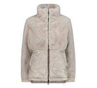 Plüschjacke AMBER & JUNE "Damen mit Stehkragen", Damen, Gr. 44, beige (hellgrau), Obermaterial: 100% Polyester. Besatz: 100% Polyamid. Besatz2: 85% Polyester, 15% Polyurethan. Futter: 100% Polyamid. F