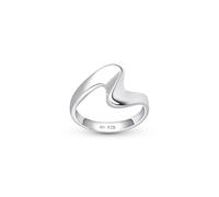 Amberta 925 Sterling Silber Wellenring Damen | Wellen Ring 925 Silber | Gewellter Ring Silber | Stapelringe Damen: Daumenring Silber Ring Grösse 51.2