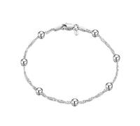 Amberta 925 Sterlingsilber Armkette - Singapurkette mit Kügelchen Armband - 1.4 mm Breite - Verschiedene Längen: 18 19 cm (18cm)