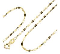 Amberta 9K 14K Goldkette Damen Echtgold | Goldene Halskette Damen Spiegelkette Gedrehte Popcorn Kette 40/45/50 cm: 14K Spiegel Halskette 50 cm