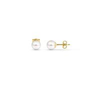 Amberta Allure Damen Ohrstecker mit Perle aus 9K Gold: 9-Karat Perle Ohrringe für Frauen - 6-6.5 mm