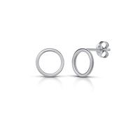 Amberta Damen Minimalistische Ohrstecker aus 925 Sterling Silber: Silberne Ohrstecker mit Mittlerem Umfang