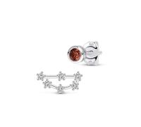 Amberta Damen Sternzeichen Ohrringe Asymmetrische Ohrstecker Silber 925 | Sterling Silber Ohrringe Damen | Sternzeichen Ohrringe Silber | Asymmetrische Ohrringe Damen: Januar Roter Granat Ohrstecker