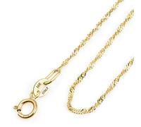 Amberta Italienische 14K 585 Echt Goldkette Damen und Herren | Dünne Box Singapur Panzer Echte Gold Kette Halsbadnd 40/45/50 cm: 14K 585 Singapurkette Gold 45 cm