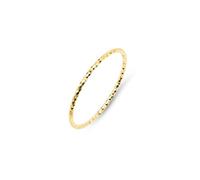 Amberta Italienische 9K Goldringe Damen Echtgold 375, Stapelringe Damen Minimalistisches Design für den Daumen Dünn 1 mm: 9K Gold Diamantierter Ring Größe 51.2