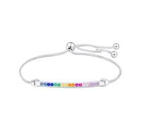 Amberta Lumini Damen Regenbogen Tennis Armband aus 925 Sterling Silber mit Mehrfarbig Zirkonia: Silber Tennisarmband Bunt