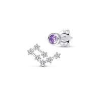 Amberta Sternzeichen Ohrringe Damen - Asymmetrische Ohrstecker in Sterling Silber 925 - Februar Amethyst